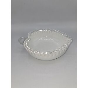 Fenton Silver Crest Heart Shaped Ruffled‎ Nappy Bon Bon Candy Dish 1970s